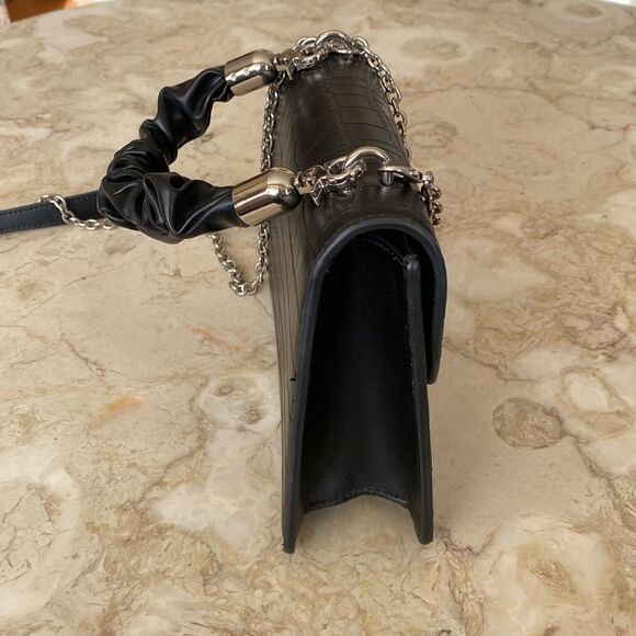 Convertible Two-Way Faux Croc Embossed Leather Shoulder / Hand Bag As New - Picture 7 of 12